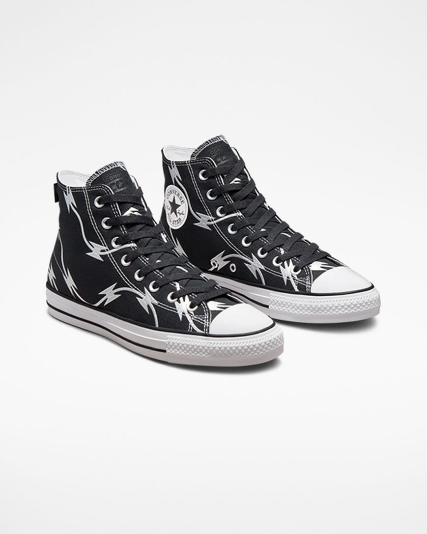 Zapatillas Skate Converse CONS Chuck Taylor All Star Pro Razor Wire Mujer Negras Plateadas Blancas | PE 0L4852